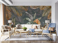 Banana Leaf Wallpaper: Orange & Green Botanical Print, Removable Wallpaper