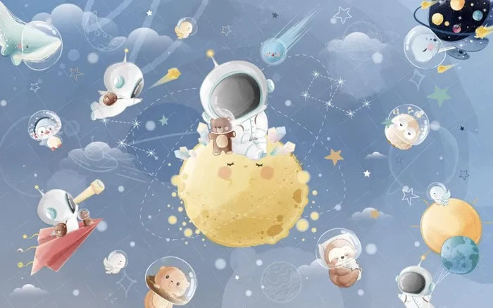 Bears in Space 3D Wallpaper: Solar System Stars Planets