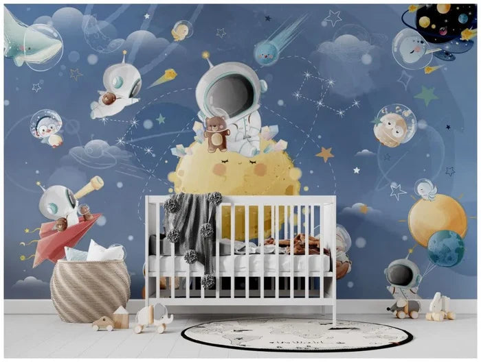 Bears in Space 3D Wallpaper: Solar System Stars Planets