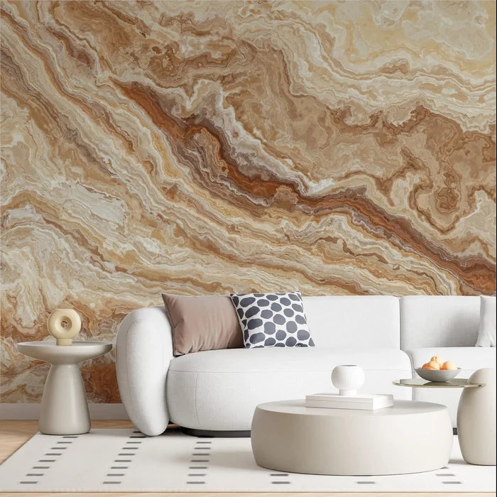 Beige Marble Accent Wall Mural: Light Stone Texture, Peel & Stick Wallpaper