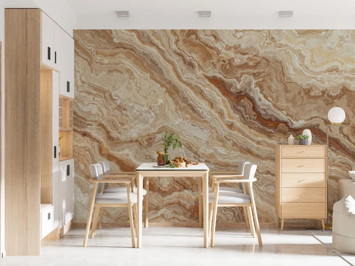 Beige Marble Accent Wall Mural: Light Stone Texture, Peel & Stick Wallpaper