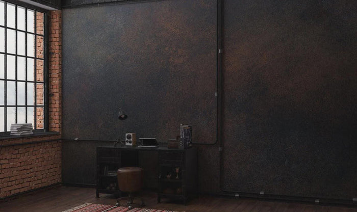 Black and Copper Concrete Wallpaper: Rusty Deco Art Wall Mural