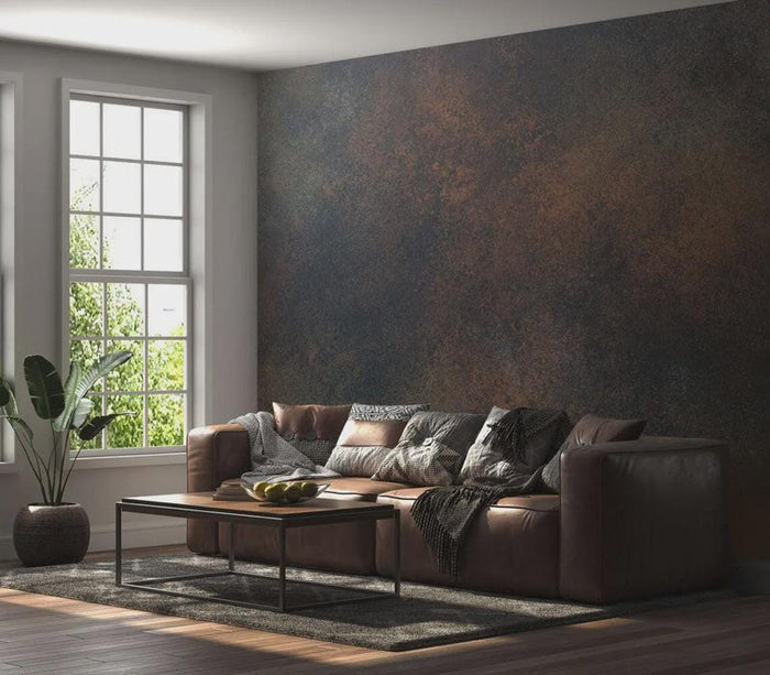 Black and Copper Concrete Wallpaper: Rusty Deco Art Wall Mural