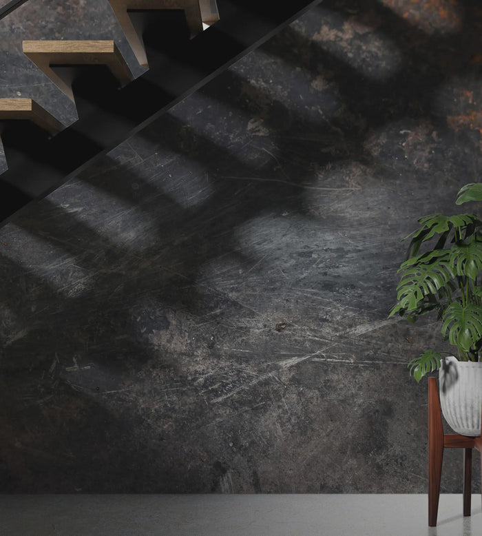 Black and Gray Marble Pattern Wallpaper: Rusty Deco Art Wall Mural, Trend Lines Wallpaper
