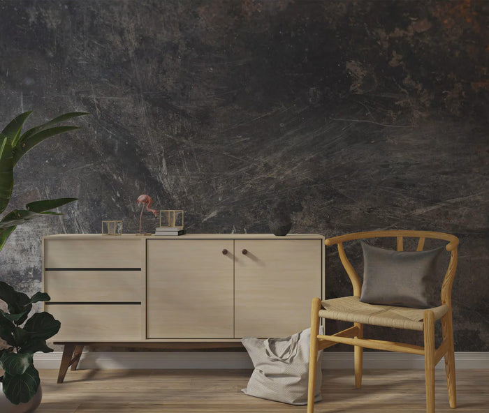Black and Gray Marble Pattern Wallpaper: Rusty Deco Art Wall Mural, Trend Lines Wallpaper