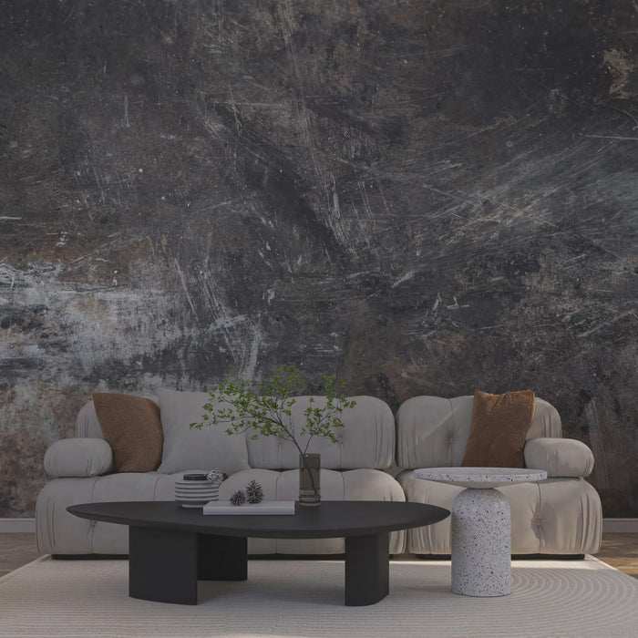 Black and Gray Marble Pattern Wallpaper: Rusty Deco Art Wall Mural, Trend Lines Wallpaper