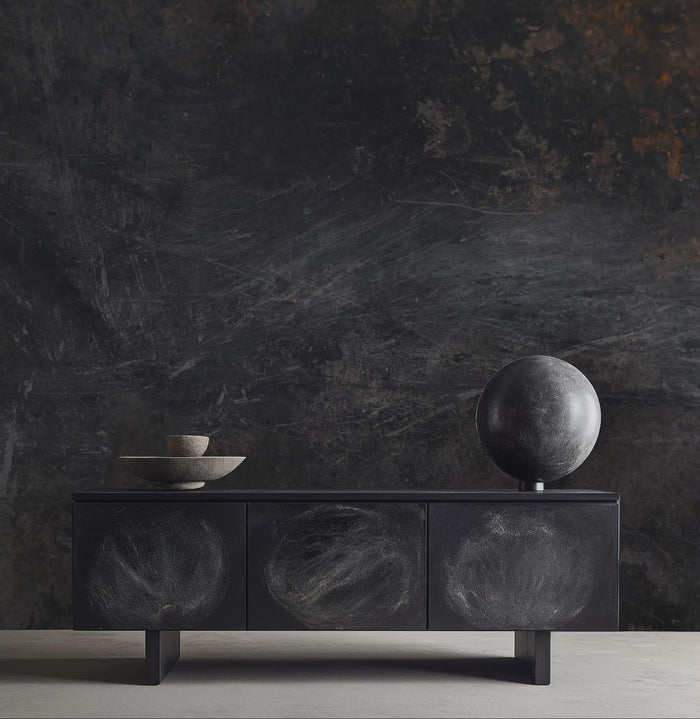 Black and Gray Marble Pattern Wallpaper: Rusty Deco Art Wall Mural, Trend Lines Wallpaper