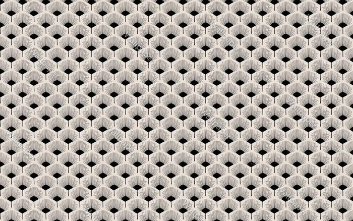 Black and White Fan Flowers Wallpaper: Retro Removable Wall Decal