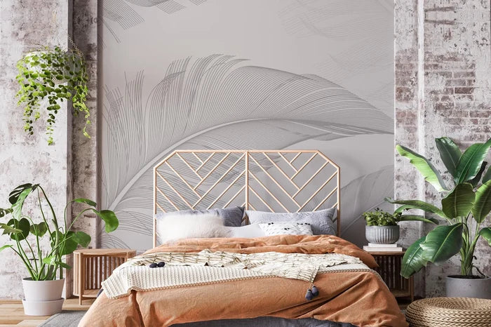 Black and White Feather Wallpaper Mural: Removable Wall Art