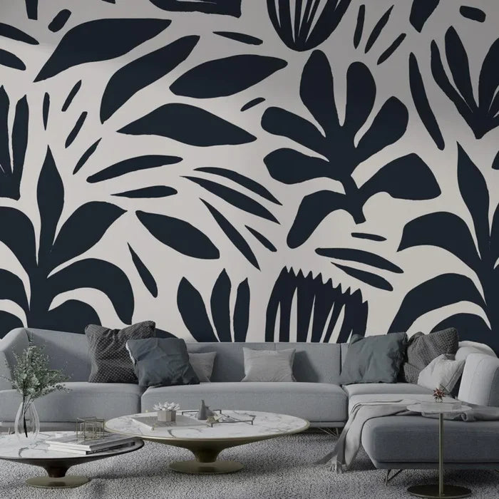 Black and White Floral Wallpaper: Retro Peel and Stick Wall Decal