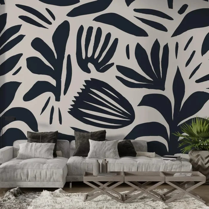 Black and White Floral Wallpaper: Retro Peel and Stick Wall Decal