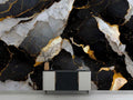 Black and White Marble Wallpaper: Gold Veins, Abstract Peel and Stick Mural