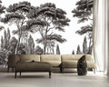Black and White Tropical Forest Wallpaper: Nostalgic Palm Trees, Peel and Stick
