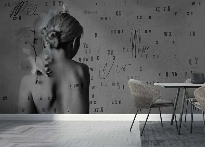 Black and White Woman Figure Wallpaper: Modern Body Line Art, Peel and Stick
