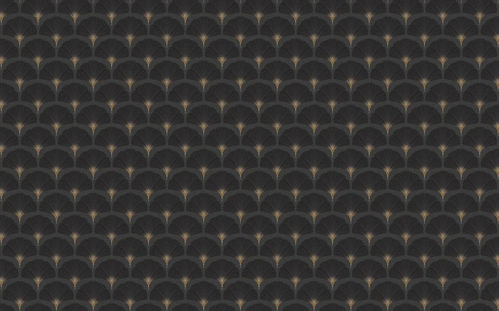 Black Fan Pattern Wallpaper: Retro Removable Wall Decal