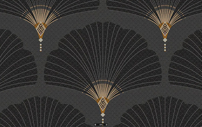 Black Fan Pattern Wallpaper: Retro Removable Wall Decal