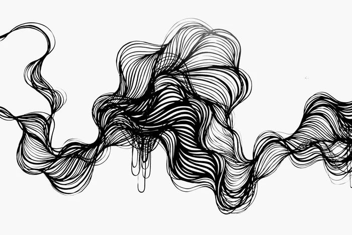 Black Linear Graphic Wallpaper Mural: Living Room Decor