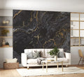 Black Marble Wallpaper: Gold Veins, Textured, Peel and Stick