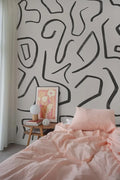 Black Stripes Abstract Wallpaper: Modern Beige Wall Decal