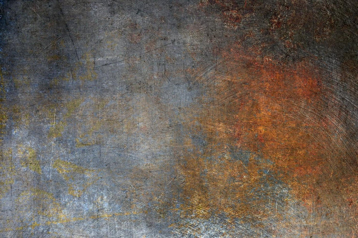 Blue and Copper Concrete Wallpaper: Rusty Look Wall Decor Mural