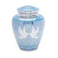 Blue Loving Doves Brass Urn — ISU-RJ-0068
