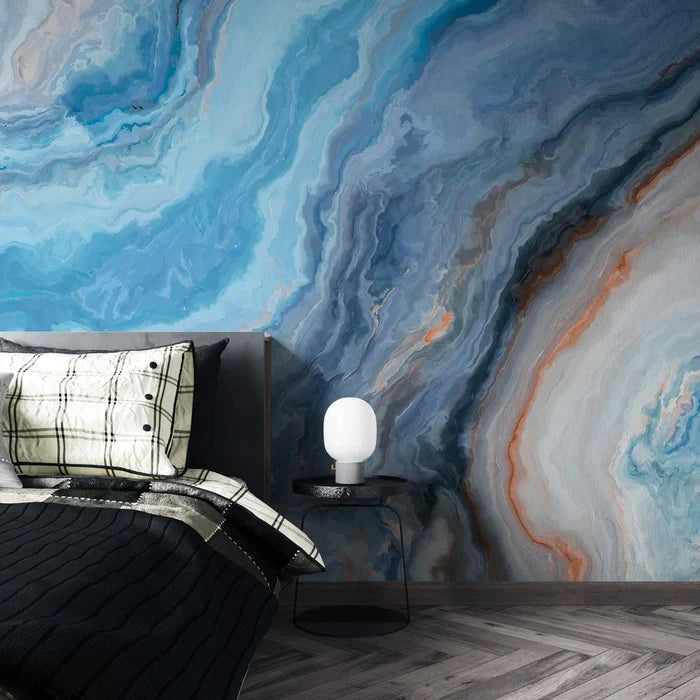 Blue Marble Wallpaper: Natural Stone Texture, Peel and Stick Mural