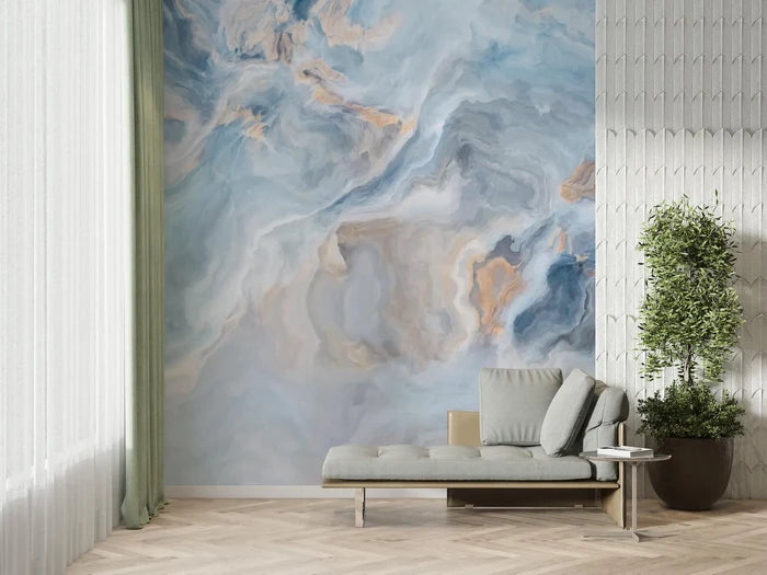 Blue Marble Wallpaper: Natural Stone Texture, Peel and Stick Mural