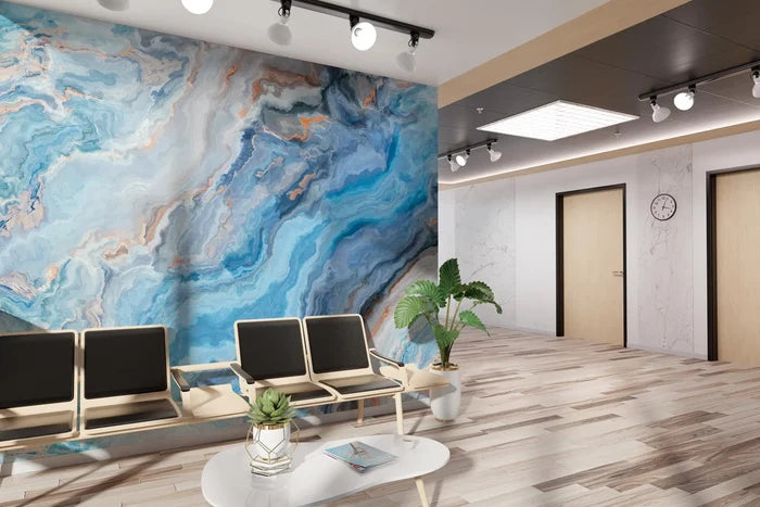 Blue Marble Wallpaper: Natural Stone Texture, Peel and Stick Mural