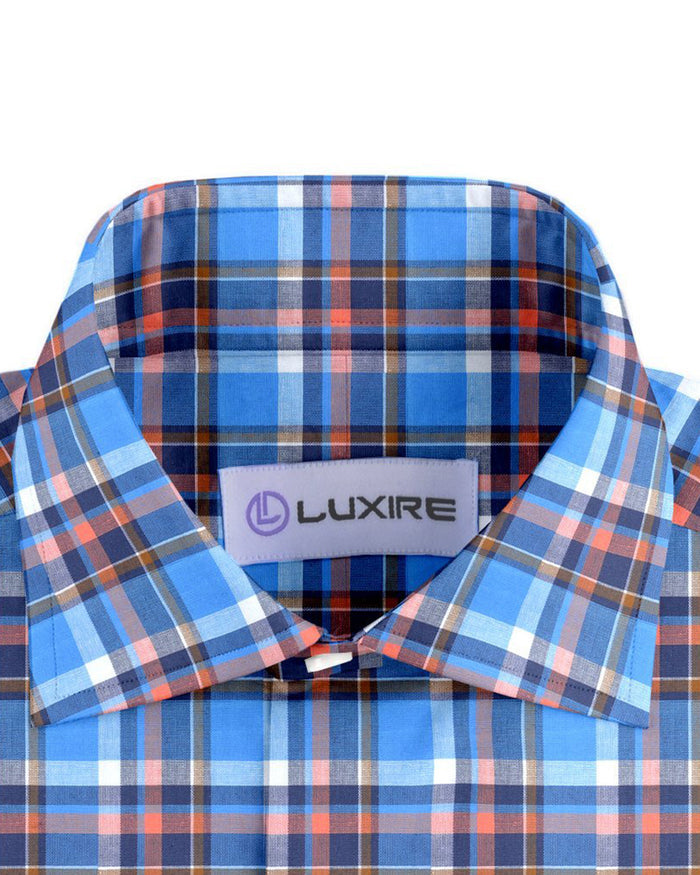 Blue Peach Navy Madras Checks