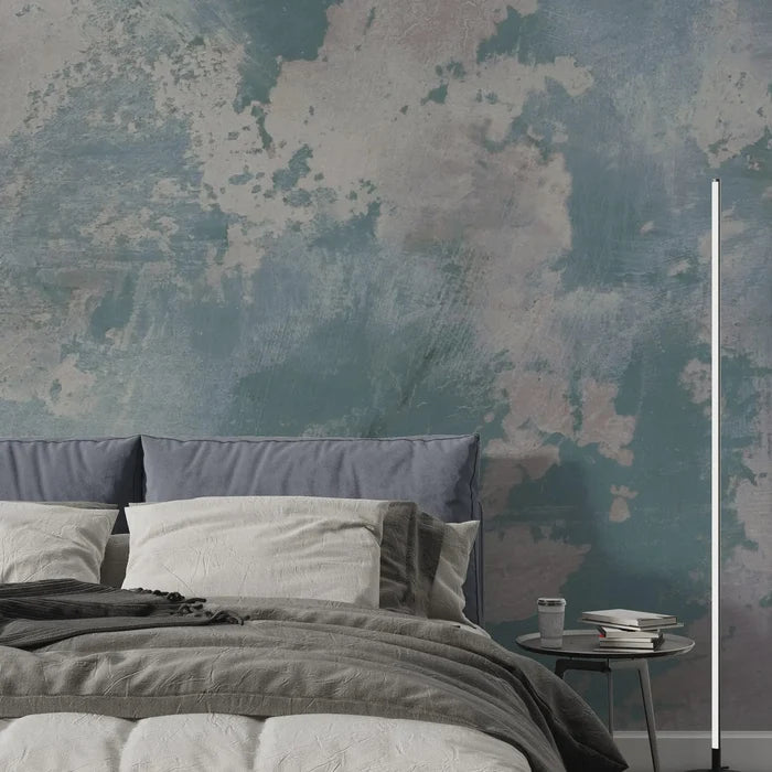 Blue-Toned Concrete-Look Wallpaper: Rusty Deco Art Wall Mural
