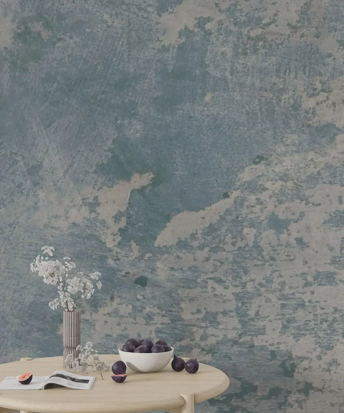 Blue-Toned Concrete-Look Wallpaper: Rusty Deco Art Wall Mural