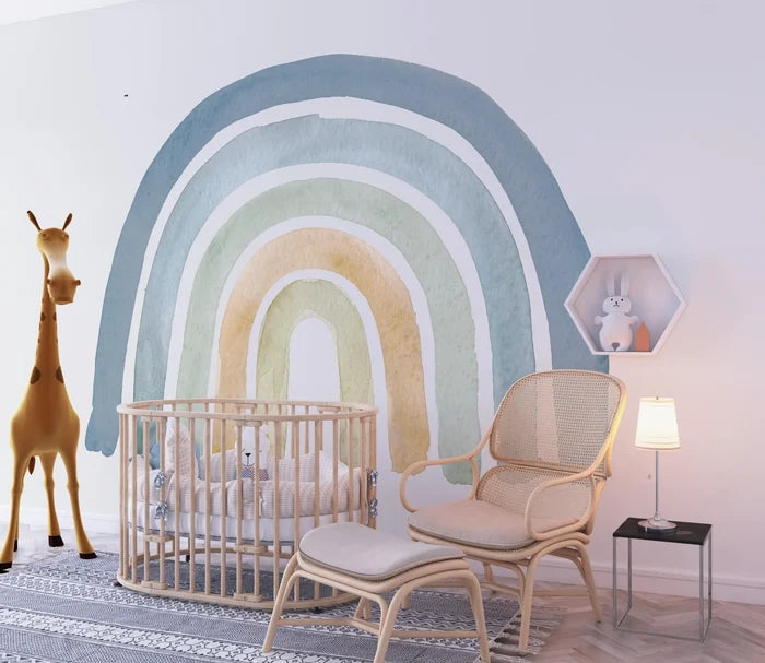 Blue Tones Rainbow Wallpaper: Nursery Decor, Peel and Stick