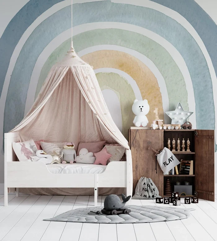 Blue Tones Rainbow Wallpaper: Nursery Decor, Peel and Stick
