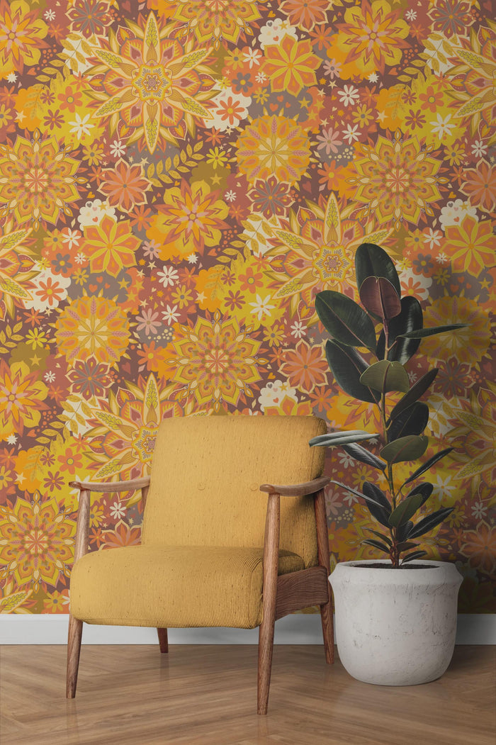 Boho Mandala Peel and Stick Wallpaper: Removable Indian Wall Decals