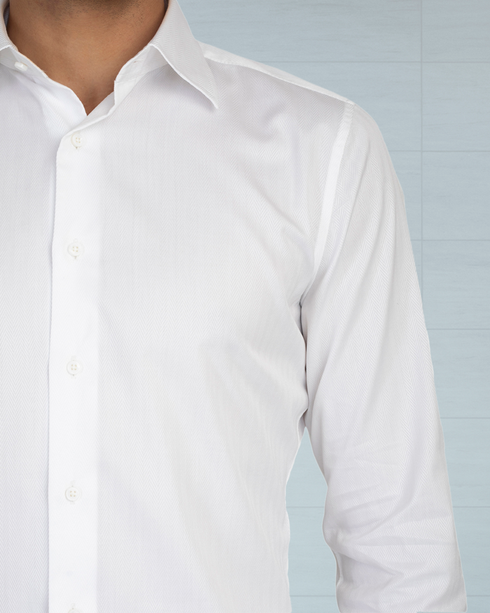 Brembana White Herringbone Shirt