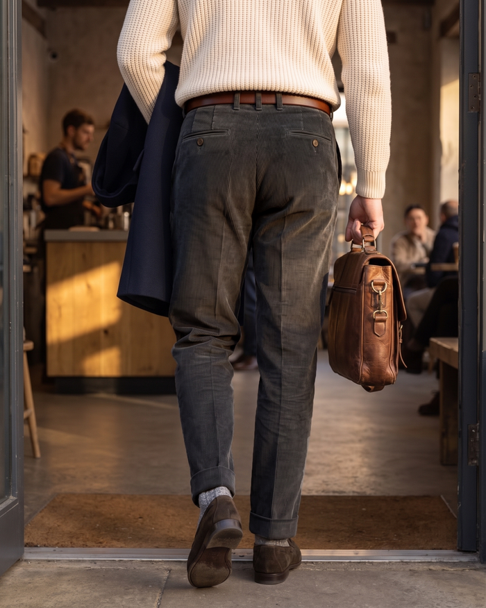 Brisbane Moss Grey 12 Wale  Corduroy