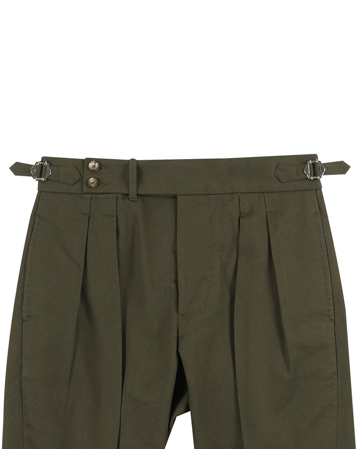 Brisbane Moss Olive Cotton Cavalry Twill
