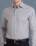 Brown Blue Tattersall Checks Twill Flannel