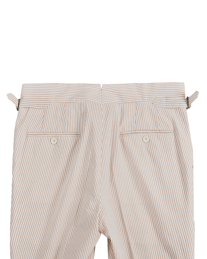 Brown Tan Stripes Seersucker