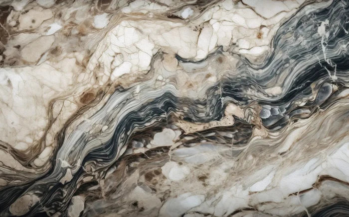 Brown Veined Marble Wallpaper: Light Stone Texture, Peel & Stick