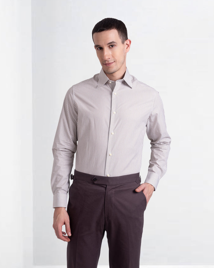 Brown White Candy Stripes Shirt