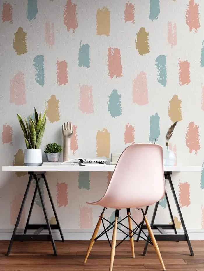 Brush Trace Nursery Wallpaper: Fun Kid Mural, Art Child Decor, Nursery Wall Decor (Peel and Stick)