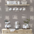 Brushstroke-Patterned Geometric Gray and White Wallpaper; Nonwoven, Peel & Stick, Canvas, Textured Wallpaper