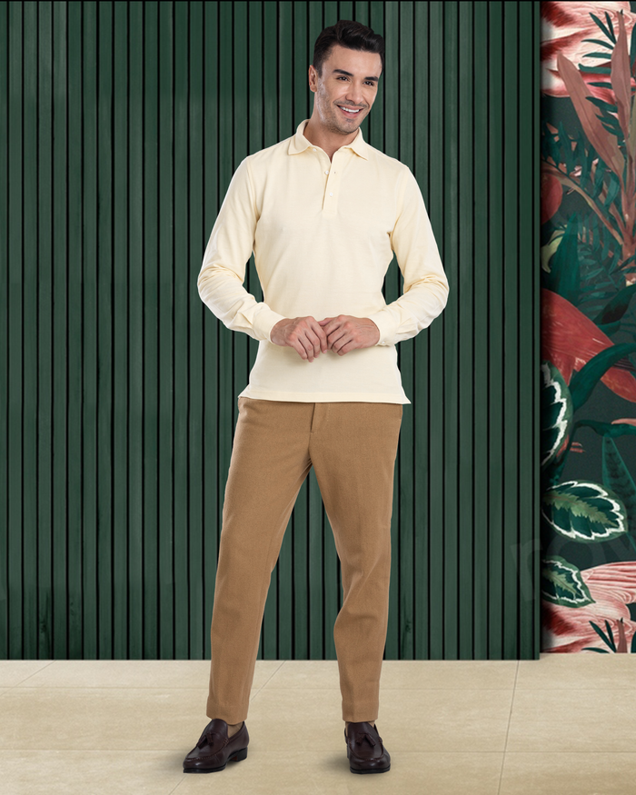 Camel Wool Flannel Pant