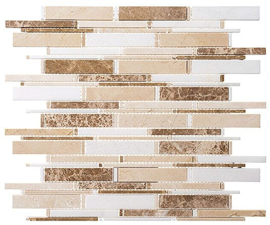 Bella Glass Tiles Cascade Series Crema marfil Thassos white Emperador lig CS96
