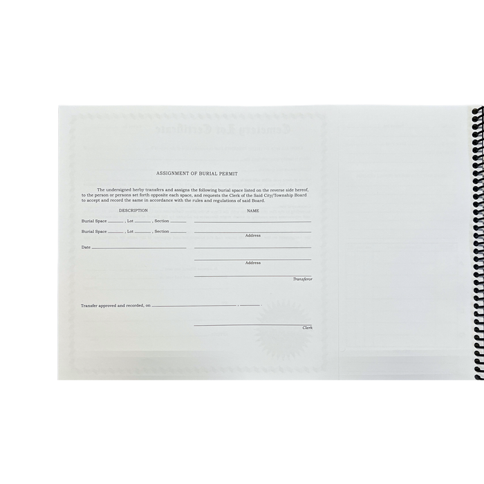 Cemetery Lot Certificate Book (CB-Cemetery Lot)