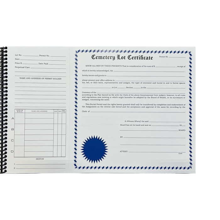 Cemetery Lot Certificate Book (CB-Cemetery Lot)