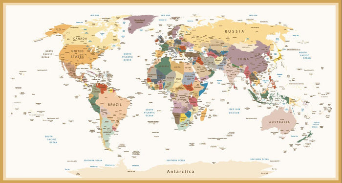 Children's World Map Wallpaper: Political Car Continent Detail, Peel and Stick