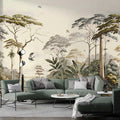 Chinoiserie Crane Birds Wallpaper: Elegant Trees Mural
