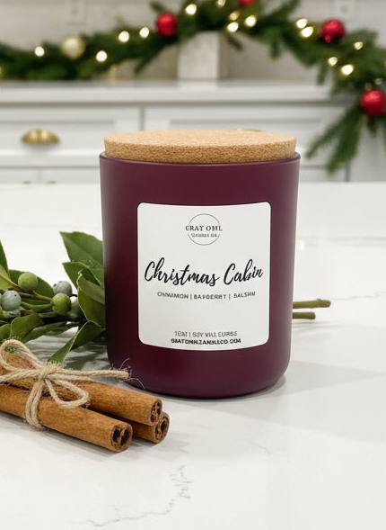 Christmas Cabin Wooden Wick Candle